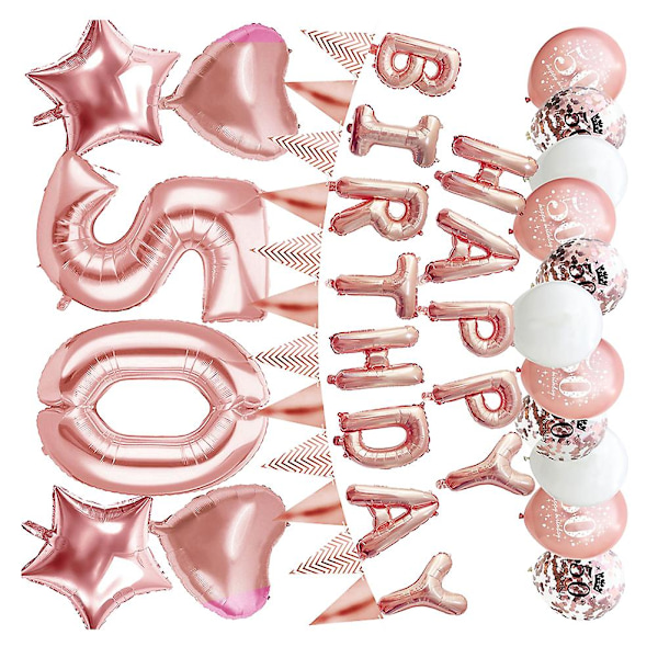 1 Set Roséguld Fullåriga Födelsedag Ballong Set med Gyllene Sekvenser Ballong Dräkt Delikat Födelsedagstema Ballonger Set Födelsedagsfest Layout Dekor Set För W