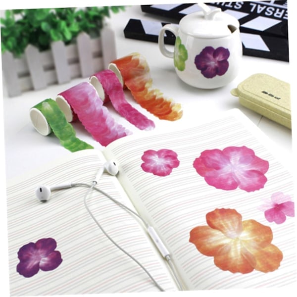 3 stk. Washi-tape med blomsterblader Dekorativ klistremerke Barnas Washi-blader for Washi-blader Rose Dekorativ av blomster Søte Washi-tape klistremerkepa...