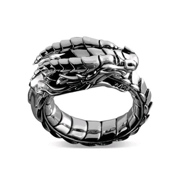 Punk Dragon Ring, drakring, gotisk roséguld drakhuvudring