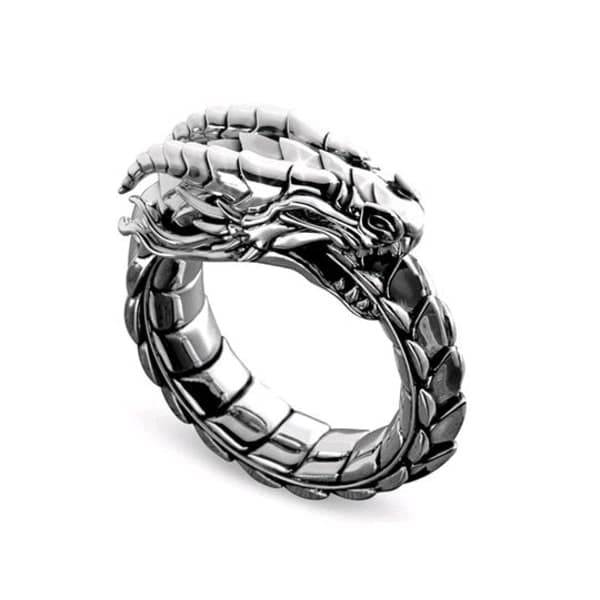 Punk Drage Ring, dragering, gotisk rosaguld dragehovedring