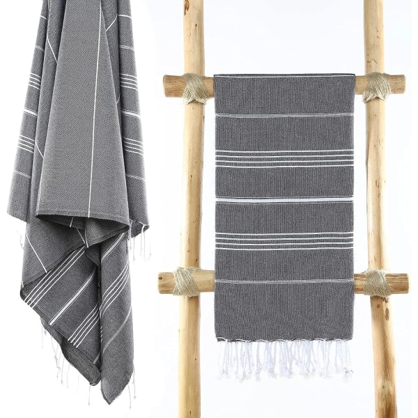Turkish Beach Towel Quick Dry Lightweight Best for Bath, Gym, Yoga, Swimming and Camping, Black, 90*180cm
