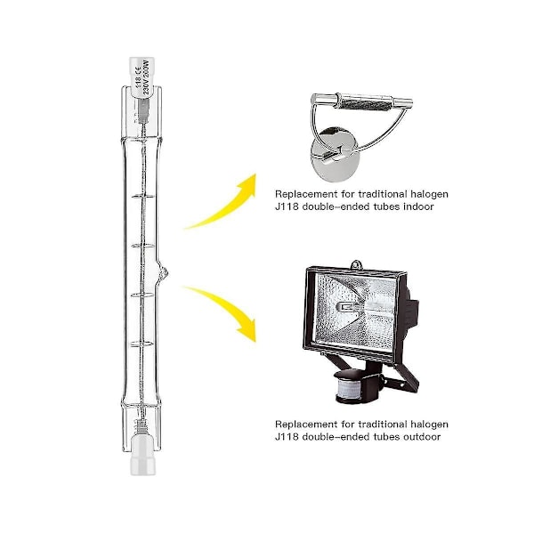 R7S Halogenlampa 118mm 200W 230V Halogenstav R7S Halogenlampa R7S Dimbar Halogenstav Lampor 6-pack