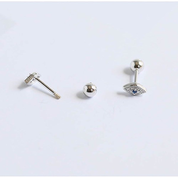 Blå Ondt Øje Mini Cubic Zirconia Ørestikker til Kvinder Små Piger Udsøgte Simple 925 Sterling Sølv Små Brusk Tragus Små