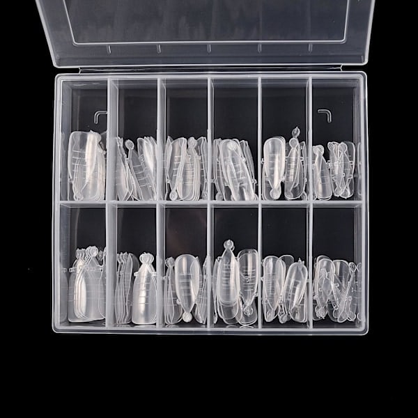 120 st Klar Full Täckning Dual Nail System Form UV Gel Akryl Nagelkonst Form Konstgjorda Nagelspetsar med Skala för Förlängning