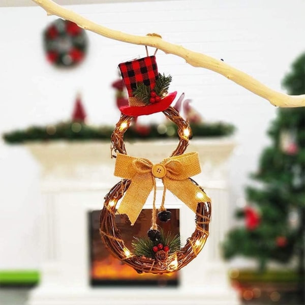 Julkrans Xmas hängande dekor med LED-ljus Batteri Opera