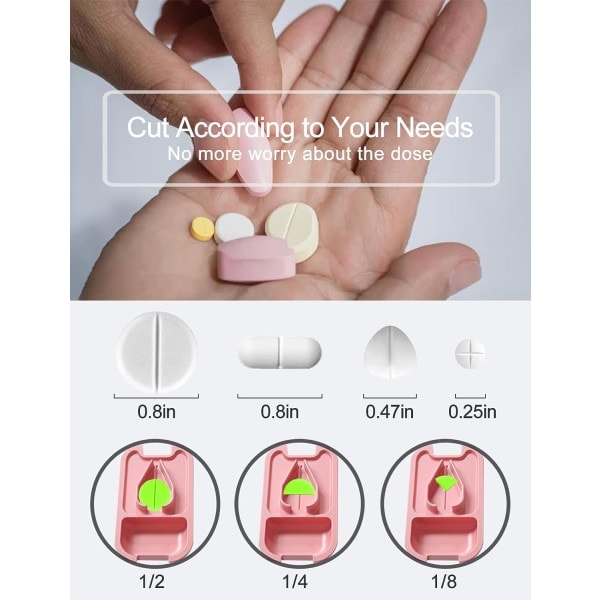 Liten pillerdelare, pillerklippare för små eller stora piller, skär vitaminer tabletter, bärbar tablettdelare för handväska ficka,...