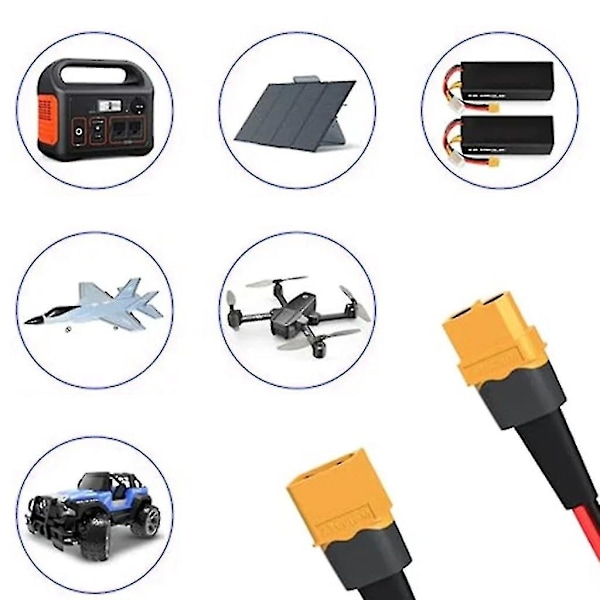 XT60 Han- till XT60 Hon-kontakt med 12AWG Silikontråd Förlängningskabel Zy