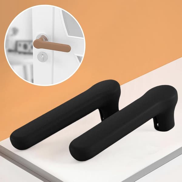 Black Door Handle Covers 2 Pcs, Silicone Door Handle Protector for Child Safety