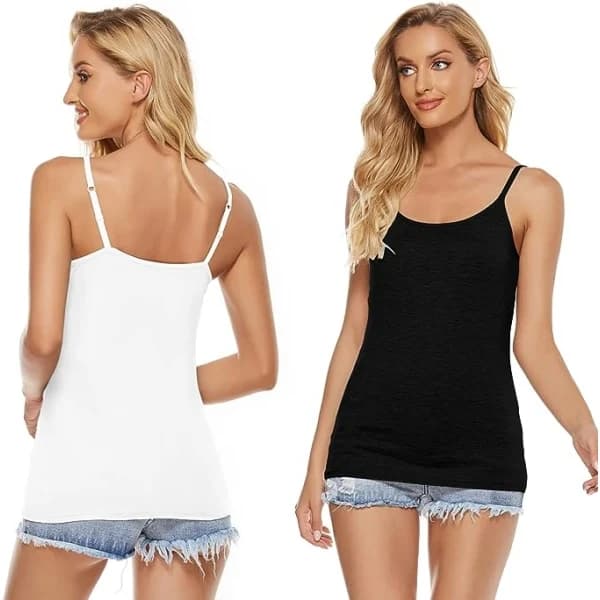5-pack Basic Camisole Justerbar Camisole Spaghettiband Linne för Kvinnor och Flickor (Stor)