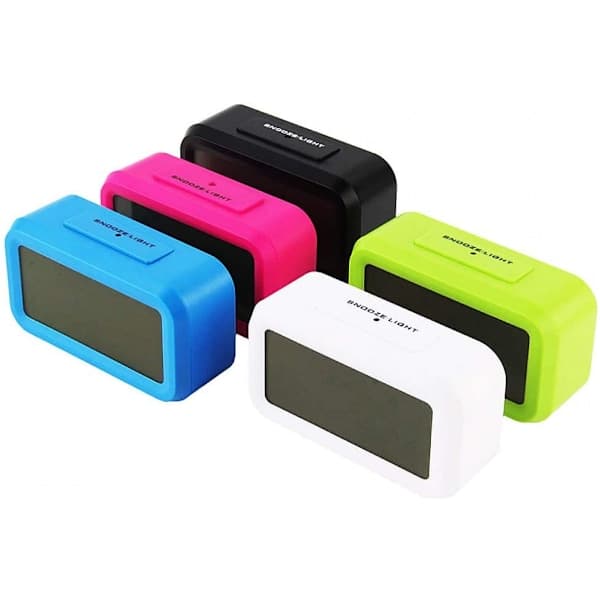 Digital väckarklocka LED-display batteridriven väckarklocka vit