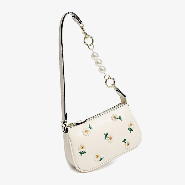 Broderad Daisy Mahjong Väska En Axel Väska Armpit Baguette Väska Pärlkedja Bärbar Messenger Väska