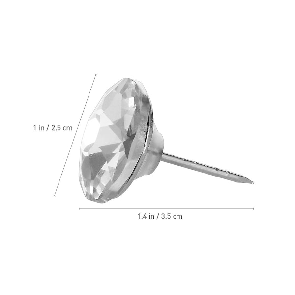 ROSENICE 20 st 25 mm Diamantkristall Klädselsspikar Knappar Soffa Huvudgavel Syknappar Väggdekor (Silver)