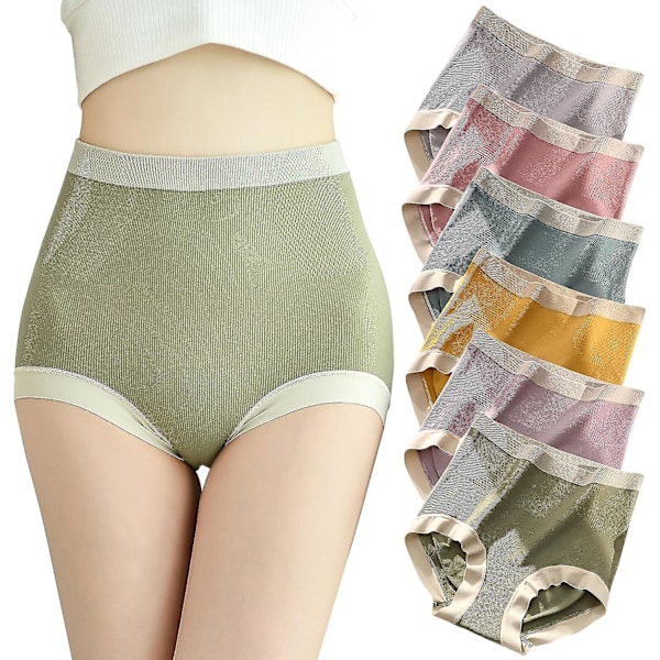 Damunderkläder med hög midja, taggfria, mjuka, hög elasticitet, två storlekar (M/L), 6-pack
