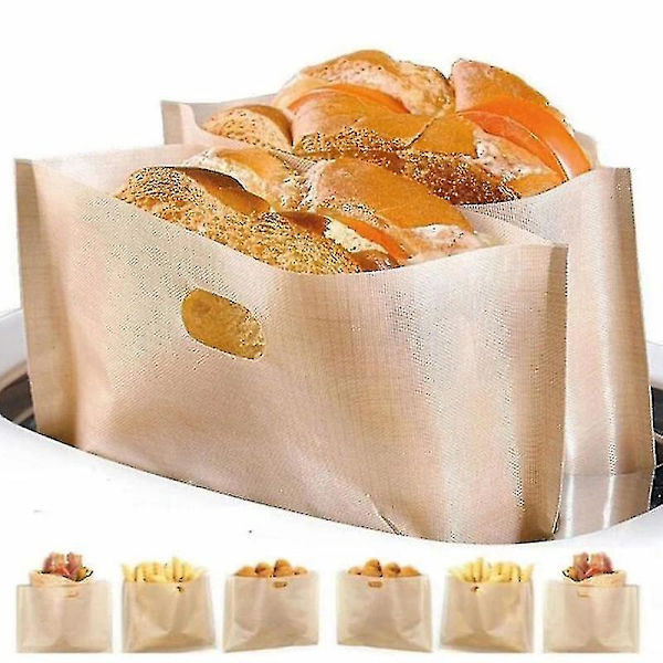 12 stk. Gjenbrukbare brødristerposer Non-stick brødbakepose Sandwichposer Toast Varmeverktøy 17x19cm