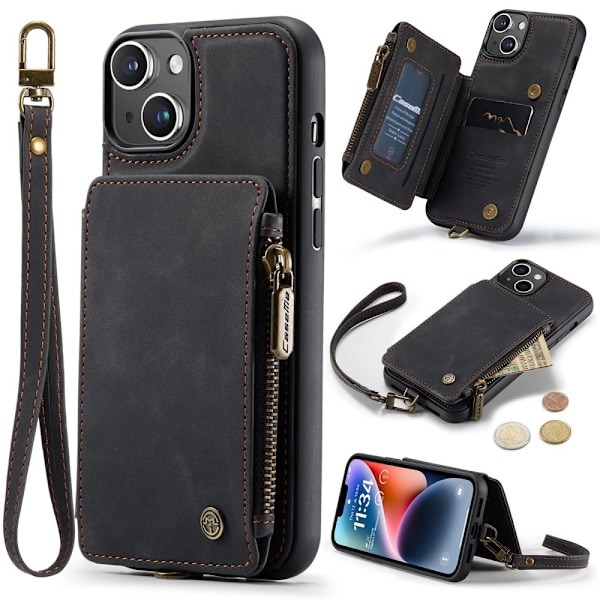 CASEME iPhone 15 Plus Cover RFID med pung, sort