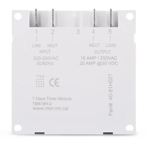 7-dagers Programmerbar Timer 220V DC med 12/24h Klokke, 1.6  \"