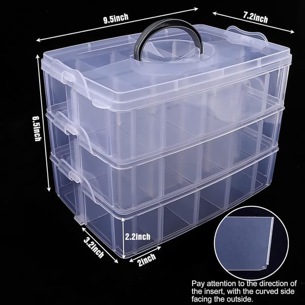 Portable Organizer, Transparent Design 3-Tier Stackable Storage Containers, Snap and Lock Technology for Secure Closure, Robust and Lightweight for