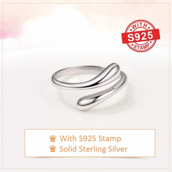 Dame S925 Massiv Sterling Sølv Ring, elegant og stilig design