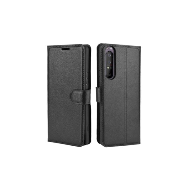 Sony Xperia 1 II - Litchi Pung Etui - Sort Black Sort