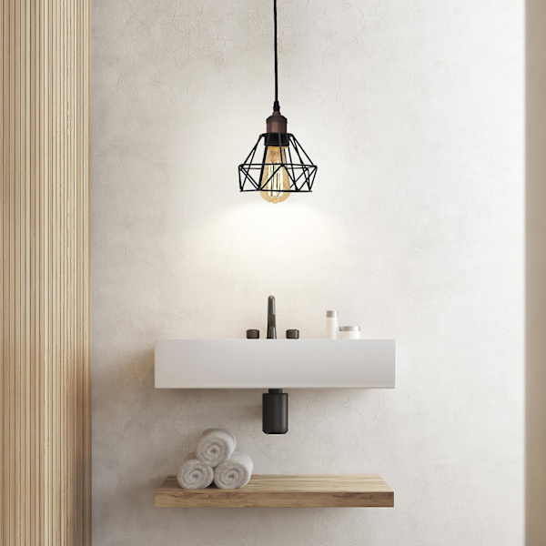 Hål-utjärnad järndiamanth formad lampskärm Retro ljusskärm Chandelier Cover