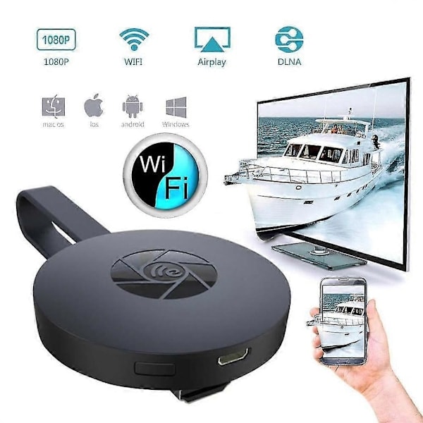 Trådløs HDMI Display Ekstern Adapter - Mini Skjermdelingsmottaker (1080p) for Android/iOS/PC/TV