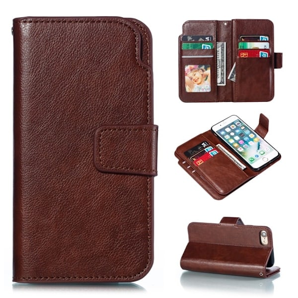 iPhone 7/8/SE (2020/2022) - 9-kort Pung Etui - Brun Brun