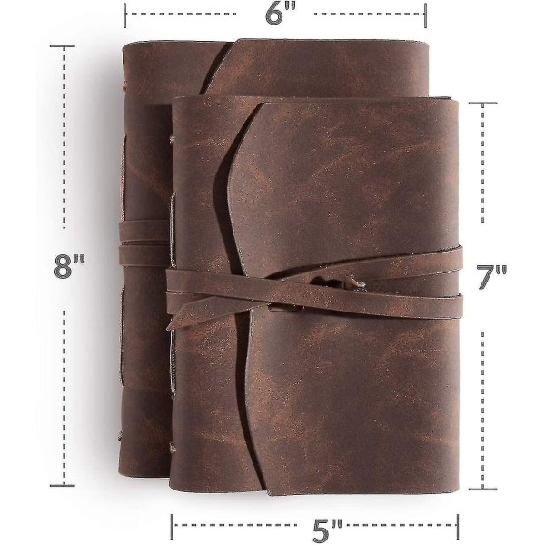 Läderjournalanteckningsbok - Läderbunden dagbok för män, fodrad resejournal och skrivjournal för personlig dagbok, 5x7 tum, brun, 200 sidor