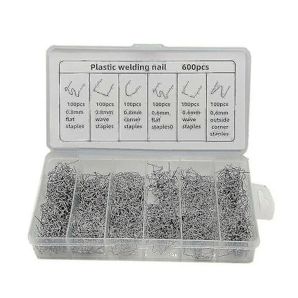 600 st Reparationsmaskin för Plast Svetsning Varm Häftapparat Stötfångare Fender Svets Spik Kit