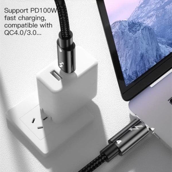 Thunderbolt 4 -kaapeli 80 cm USB-C 100 W 8K 60 Hz PD musta