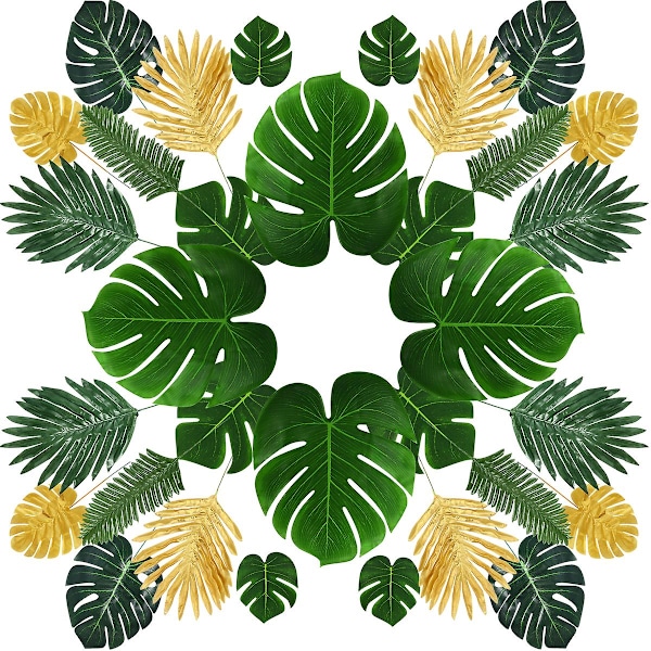 Konstgjorda palmblad, falska Monstera-blad, simulerade Monstera, tropiska dekorationsmaterial