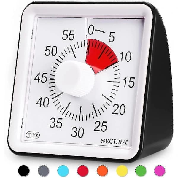 [PL】60-minutters Visuel Timer, Nedtællingsur til Klasseværelset, Lydløs Timer til Børn og Voksne