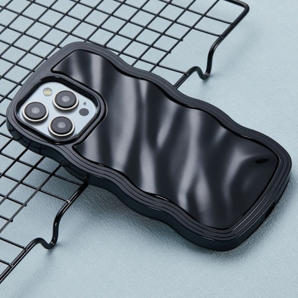iPhone 14 Pro Max Mobilskal Vågig Textur Svart
