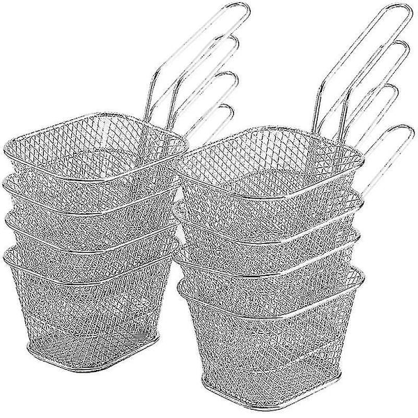 2024, 8 stk. Fritteringskurv, Fritteringskurver i rustfritt stål Fritteringskurv Mini matvisningskurv for fritering av pommes frites, Kylling liten fritteringskurv