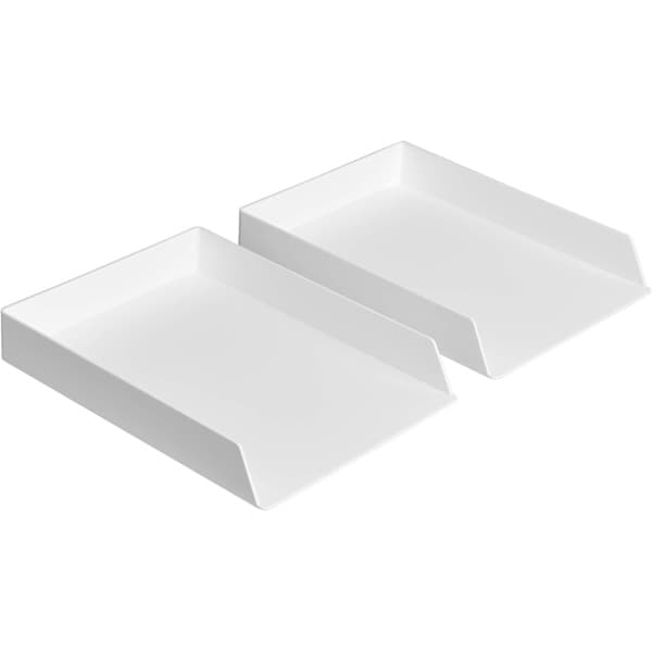 Rektangulära Plastorganisatörer Brevkorg, 2-pack, Vit DXGHC[PL]