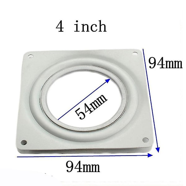 4 Tums Rotationsbas med Kvadratisk Swivelplatta 1pcssilver