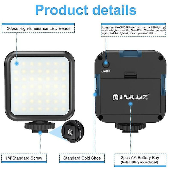 Portabel DSLR LED-lampa Färg Ljusstyrka Justerbar Liten Videoljus