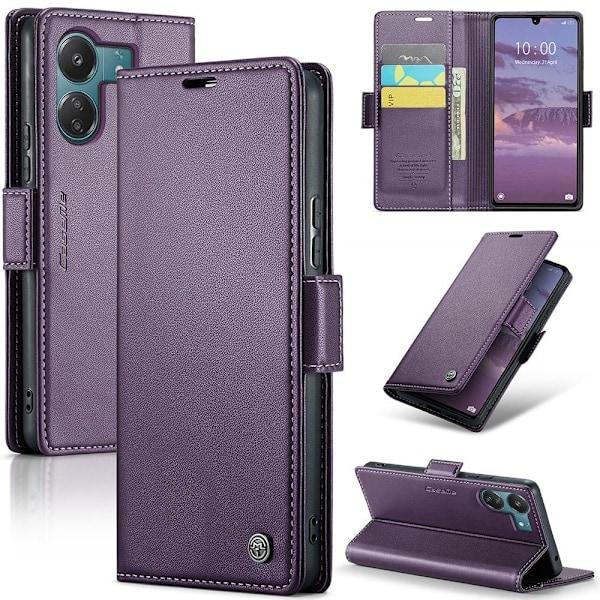 CASEME Xiaomi Redmi 13C 4G Etui RFID Litchi Læder Lilla