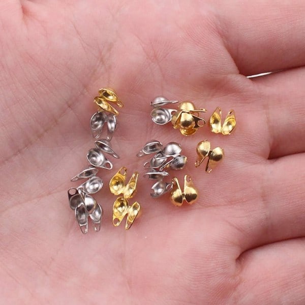 200 st öppna pärltoppar knutskydd snäckskal ändstycke klämmor pärlor kulkedjelänk spänne för smyckestillverkning 1,5 mm