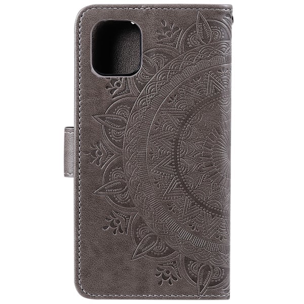 iPhone 13 - Mandala Läderfodral med Tryck - Grå
