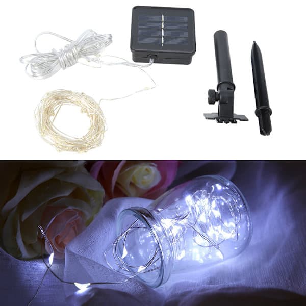 20m 200 LED solcellelamper utendørs kobbertrådlamper for festdekorasjon