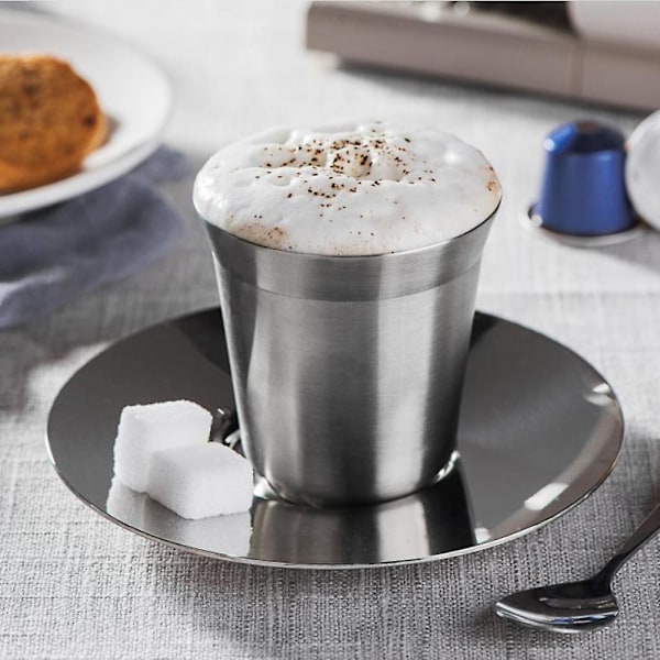1 stk. Vannkrus i rustfritt stål, dobbelt vegg, varmeisolerende ølkopp for kaffe, juice, te (Størrelse S)