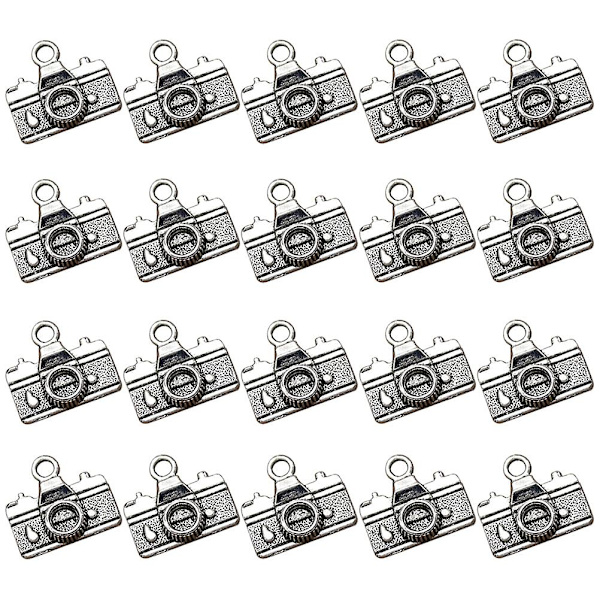 20 stk. Kameraform Legering Vedhæng Charms DIY Smykkefremstilling Tilbehør til Halskæde Armbånd (Antik Sølv)