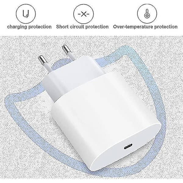 iPhone Snabbladdare 20W USB-C Snabbladdare med Kabel Vit