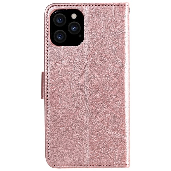 iPhone 12 Pro Max - Mandala Læder Etui - Rosaguld Rosaguld Rosaguld