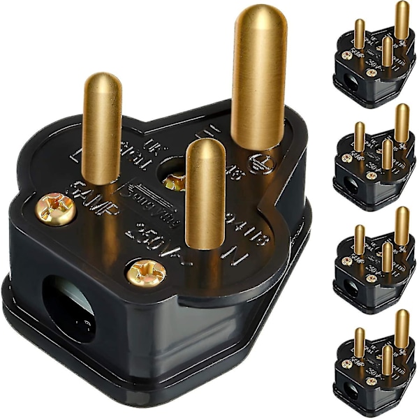 5 Amp Rund Stikben Stik Netstik 3 Ben Lysstik Til Scenebelysning Lampe (sort 5 stk.) Bd