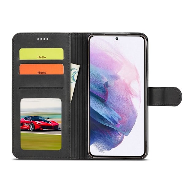 LC.IMEEKE Samsung Galaxy S22 Plus Kotelo Nahka Musta
