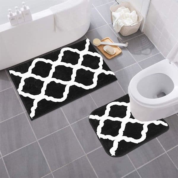 Mikrofiber Bade- og Toilettæppe, Skridsikkert, Absorberende og Maskinvaskbart[PL]