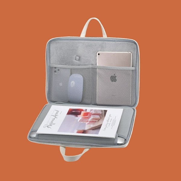 Laptopveske, 15 tommer, laptopveske-cover håndveske, hvit (Den nye modellen har en hvit pakke med en rød kant)