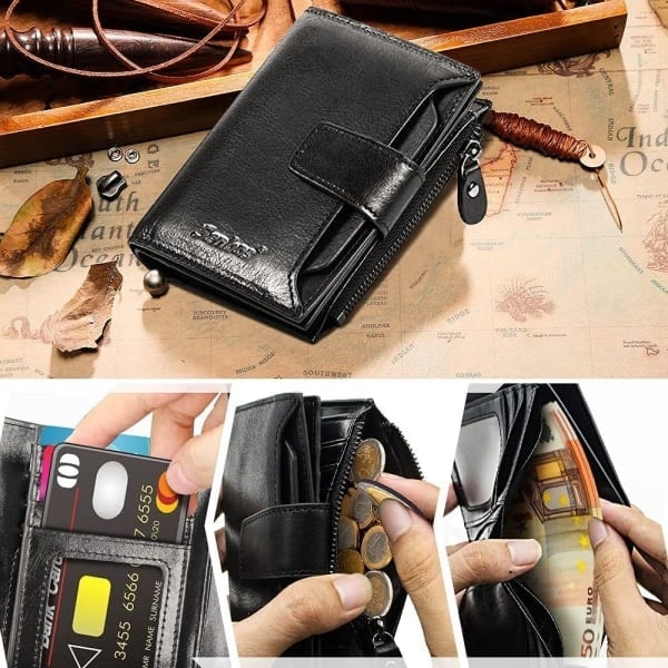 Wallet Men RFID Protection Genuine, Vertical Wallet, for Father's Day - High Quality