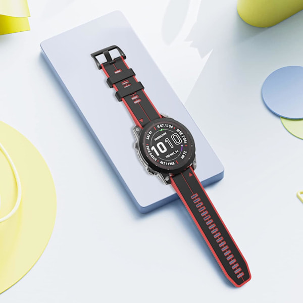 Rem for Garmin Fenix 7/Fenix 6/Fenix 5/EPIX 2, Quick Fit 22mm silikonklokkerem for Approach S60/S62, D2 Delta, Forerunner 935/945